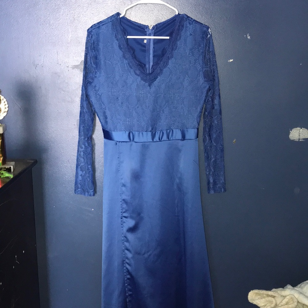 Laced Blue Prom Dress